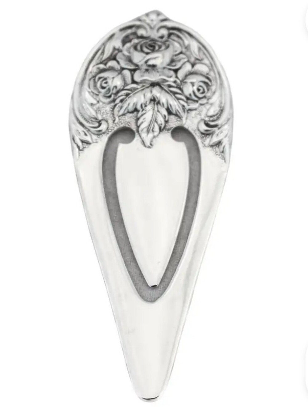Vtg S. Kirk & Son Sterling Silver Repousse Floral Rose Pattern Bookmark Clip